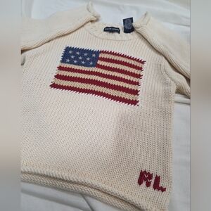 Ralph Lauren Vintage American Flag Knit Sweater | Made in Japan | Youth 4/5